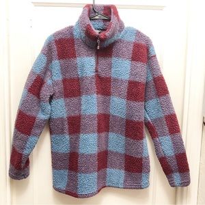 Eddie Bauer Teddy Quarter Zip Size Medium Colors Blue and Purple